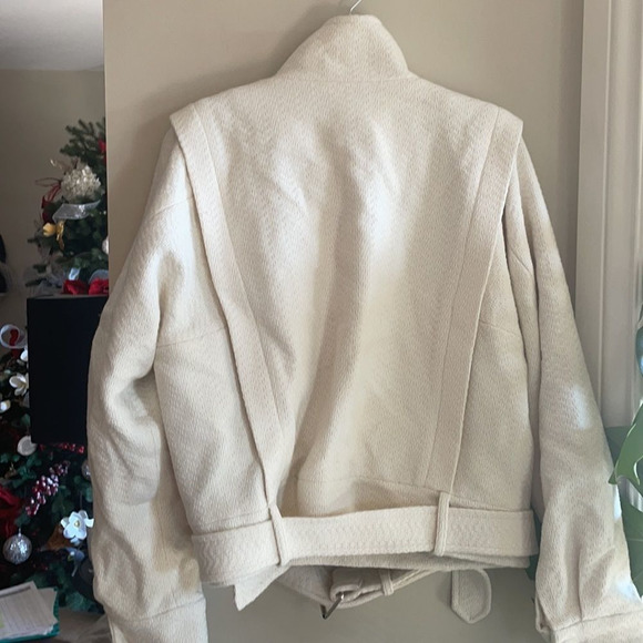 New Reiss Clara short biker jacket 10 ivory nwot - Picture 10 of 11